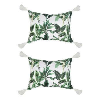 2PK Good Vibes Inflatable Beach Pillow With Tassels Botanical 40x29x13cm