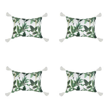 4PK Good Vibes Inflatable Beach Pillow With Tassels Botanical 40x29x13cm