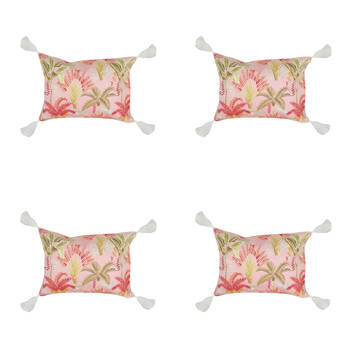 4PK Good Vibes Inflatable Beach Pillow With Tassels Tropicana 40x29x13cm