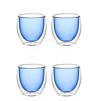 2x 2pc NF Living Serving Hued Glass 250ml Solid Double-Walled Blue