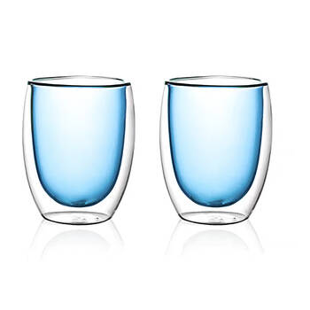 2pc NF Living Serving Hued Glass 350ml Solid Double-Walled Blue