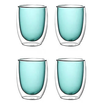 2x 2pc NF Living Serving Hued Glass 350ml Solid Double-Walled Blue