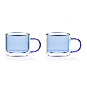 2pc NF Living Serving Hued Cups 250ml Solid Double-Walled Blue