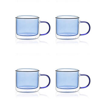 2x 2pc NF Living Serving Hued Cups 250ml Solid Double-Walled Blue