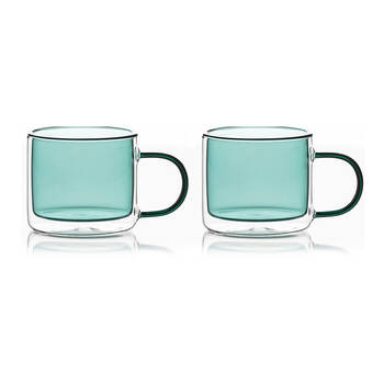 2pc NF Living Serving Hued Cups 250ml Solid Double-Walled Green