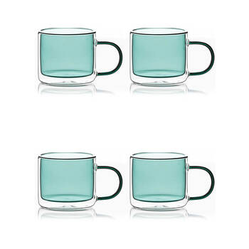 2x 2pc NF Living Serving Hued Cups 250ml Solid Double-Walled Green
