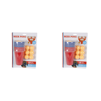 2PK Razoo Beer Plastic Pong Cups w/ 12 Balls Fun Drinking Game 34x28cm