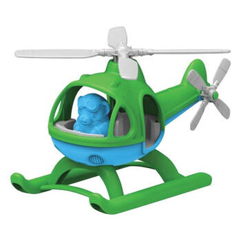 Green Toys Helicopter Flying Chopper w/ Pilot Figure Recycled Kids Green/Blue
