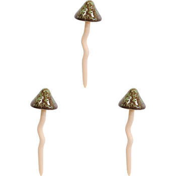3PK LVD Porcelain Jiggle Mushroom Sculpture 23.5cm Green