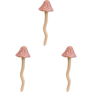 3PK LVD Porcelain Jiggle Mushroom Sculpture Small 15.5cm Blue