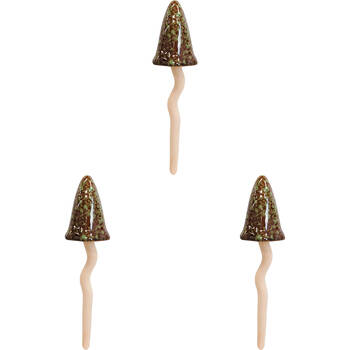 3PK LVD Porcelain Jiggle Mushroom Mustard Sculpture 23.5cm
