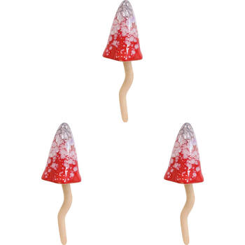 3PK LVD Porcelain Jiggle Mushroom Cajun Sculpture Small 15.5cm