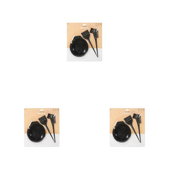 3x 3pc Minxy B Hair Dye Pack Kit Bowl/Brush/Comb Black - Assorted