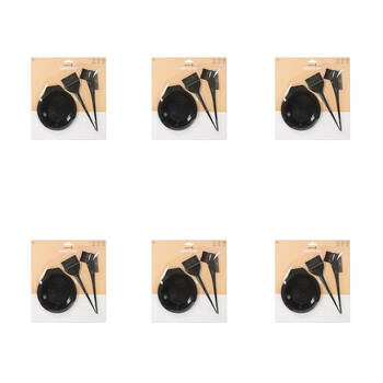 6x 3pc Minxy B Hair Dye Pack Kit Bowl/Brush/Comb Black - Assorted