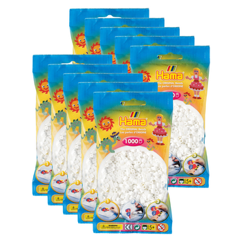 10x 1000pc Hama Bead Bags Kids DIY Art/Craft Toy White 5y+