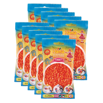 10x 1000pc Hama Bead Bags Kids DIY Art/Craft Toy Orange 5y+