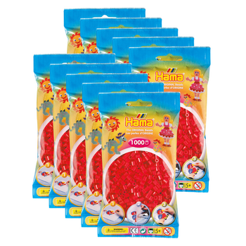 10x 1000pc Hama Bead Bags Kids DIY Art/Craft Toy Red 5y+