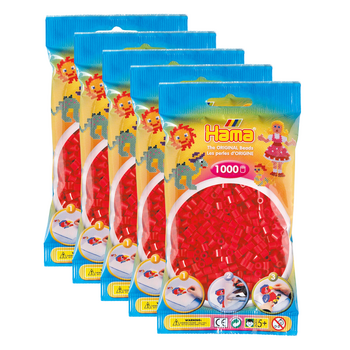 5x 1000pc Hama Bead Bags Kids DIY Art/Craft Toy Red 5y+