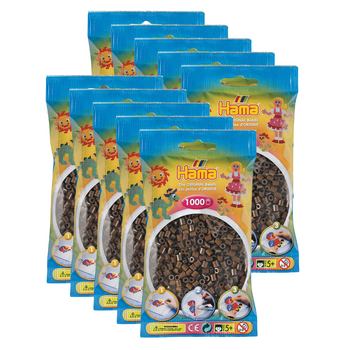10x 1000pc Hama Bead Bags Kids DIY Art/Craft Toy Brown 5y+