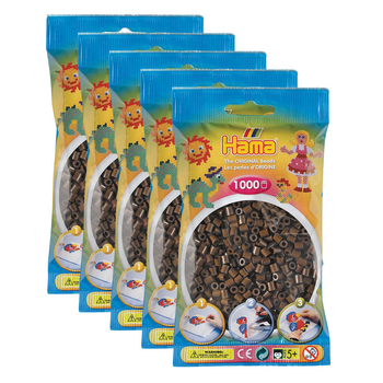 5x 1000pc Hama Bead Bags Kids DIY Art/Craft Toy Brown 5y+