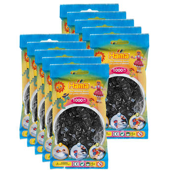 10x 1000pc Hama Bead Bags Kids DIY Art/Craft Toy Black 5y+