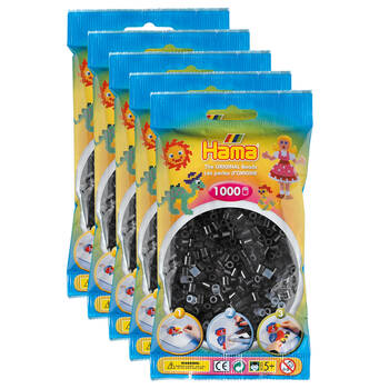 5x 1000pc Hama Bead Bags Kids DIY Art/Craft Toy Black 5y+