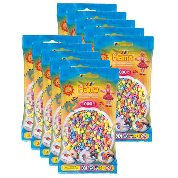 10x 1000pc Hama Bead Bags Kids DIY Art/Craft Toy Pastel 5y+