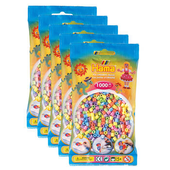 5x 1000pc Hama Bead Bags Kids DIY Art/Craft Toy Pastel 5y+