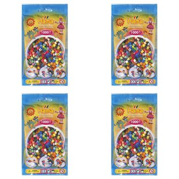 4x 1000pc Hama Beads All Colours Bags Kids Building Toy 5y+