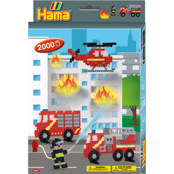 2000pc Hama Beads Fire Fighters Boxed Gift Sets Small Kids Building Toy 5y+