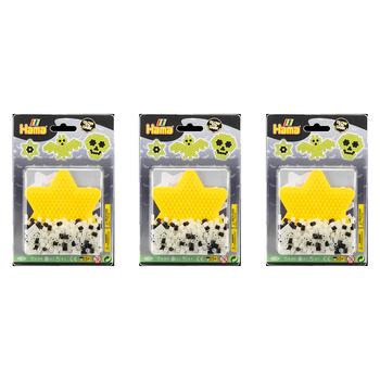 3x 375pc Hama Beads Glow in the Dark Yellow Star Small Blister Pack 5y+