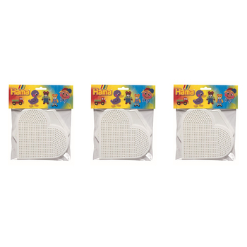 3x 2pc Hama Heart & Hexagonal Pegboard Set For Bead Building Toy 5y+