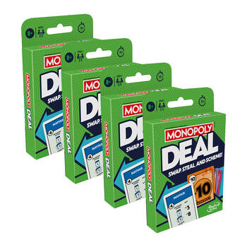 4PK Hasbro Quick Playing Monopoly Deal Family and Friends Card Game 8Y+