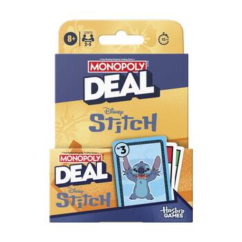 Monopoly Deal Kids/Family Card Game Set Stitch Edition 8y+ Disney