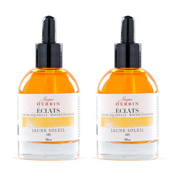 2PK Herbin Eclats Intense Watercolour Ink w/ Dropper 50ml Sunshine Yellow