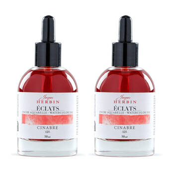 2PK Herbin Eclats Glass Bottle Intense Watercolour Ink w/ Dropper 50ml Vermilion