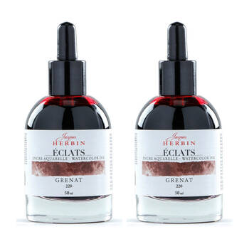 2PK Herbin Eclats Glass Bottle Intense Watercolour Ink w/ Dropper 50ml Garnet