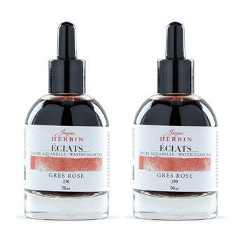 2PK Herbin Eclats Intense Watercolour Ink w/ Dropper 50ml Pink Sandstone