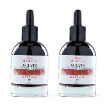 2PK Herbin Eclats Glass Bottle Intense Watercolour Ink w/ Dropper 50ml Madder