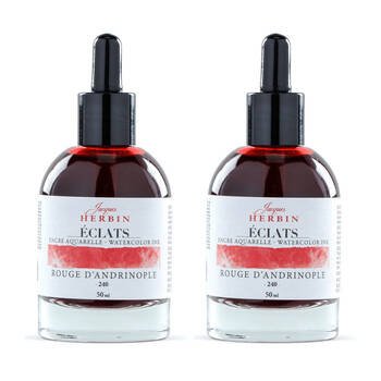 2PK Herbin Eclats Glass Bottle Watercolour Ink w/ Dropper 50ml Turkey Red