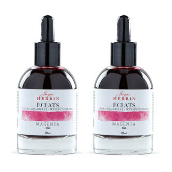 2PK Herbin Eclats Glass Bottle Intense Watercolour Ink w/ Dropper 50ml Magenta