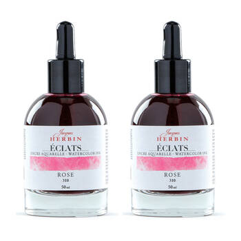 2PK Herbin Eclats Glass Bottle Intense Watercolour Ink w/ Dropper 50ml Pink