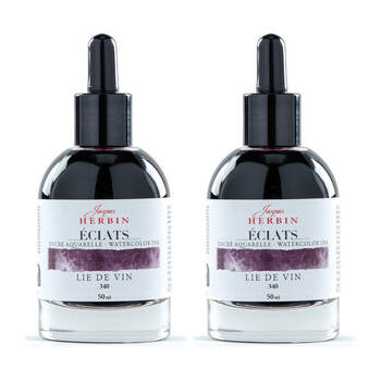 2PK Herbin Eclats Glass Bottle Intense Watercolour Ink w/ Dropper 50ml Burgundy