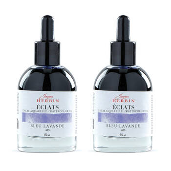 2PK Herbin Eclats Intense Watercolour Ink w/ Dropper 50ml Lavender Blue