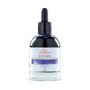 Herbin Eclats Glass Bottle Intense Watercolour Ink w/ Dropper 50ml Indigo