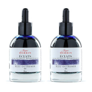 2PK Herbin Eclats Intense Watercolour Ink w/ Dropper 50ml Ultramarine Blue