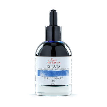 Herbin Eclats Glass Bottle Intense Watercolour Ink w/ Dropper 50ml Cobalt Blue