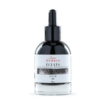 Herbin Eclats Glass Bottle Intense Watercolour Ink w/ Dropper 50ml Black