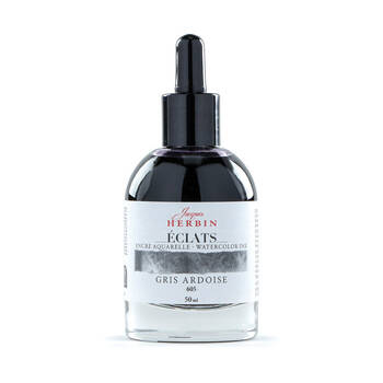 Herbin Eclats Glass Bottle Intense Watercolour Ink w/ Dropper 50ml Slate Grey