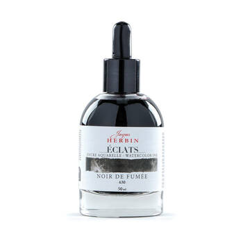 Herbin Eclats Glass Bottle Intense Watercolour Ink w/ Dropper 50ml Carbon Black